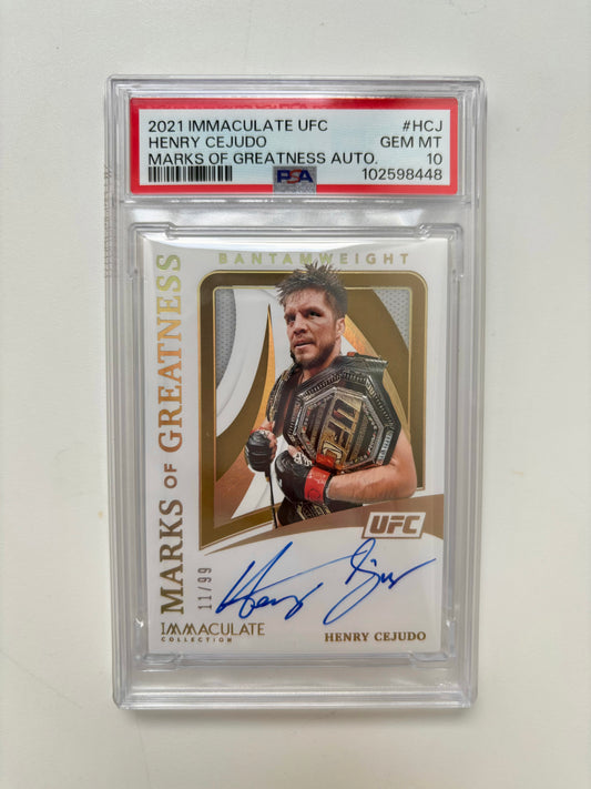 Henry Cejudo 2021 Immaculate Marks Of Greatness Auto PSA 10